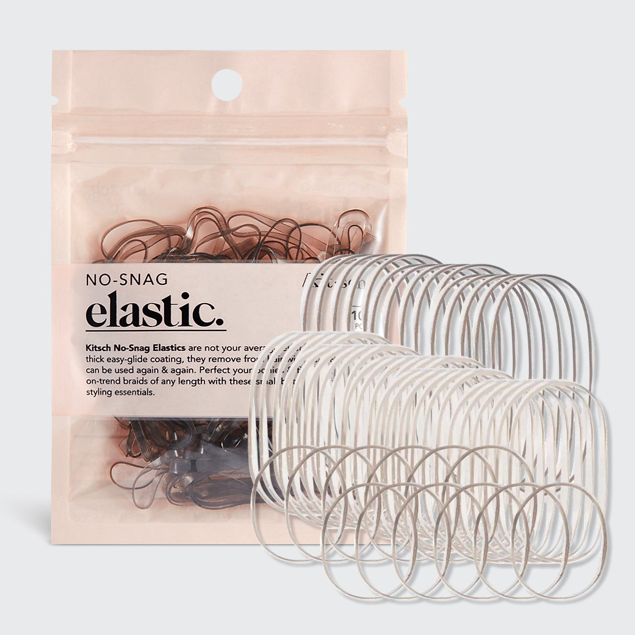 Brown No-Snag Elastics 100pc Set