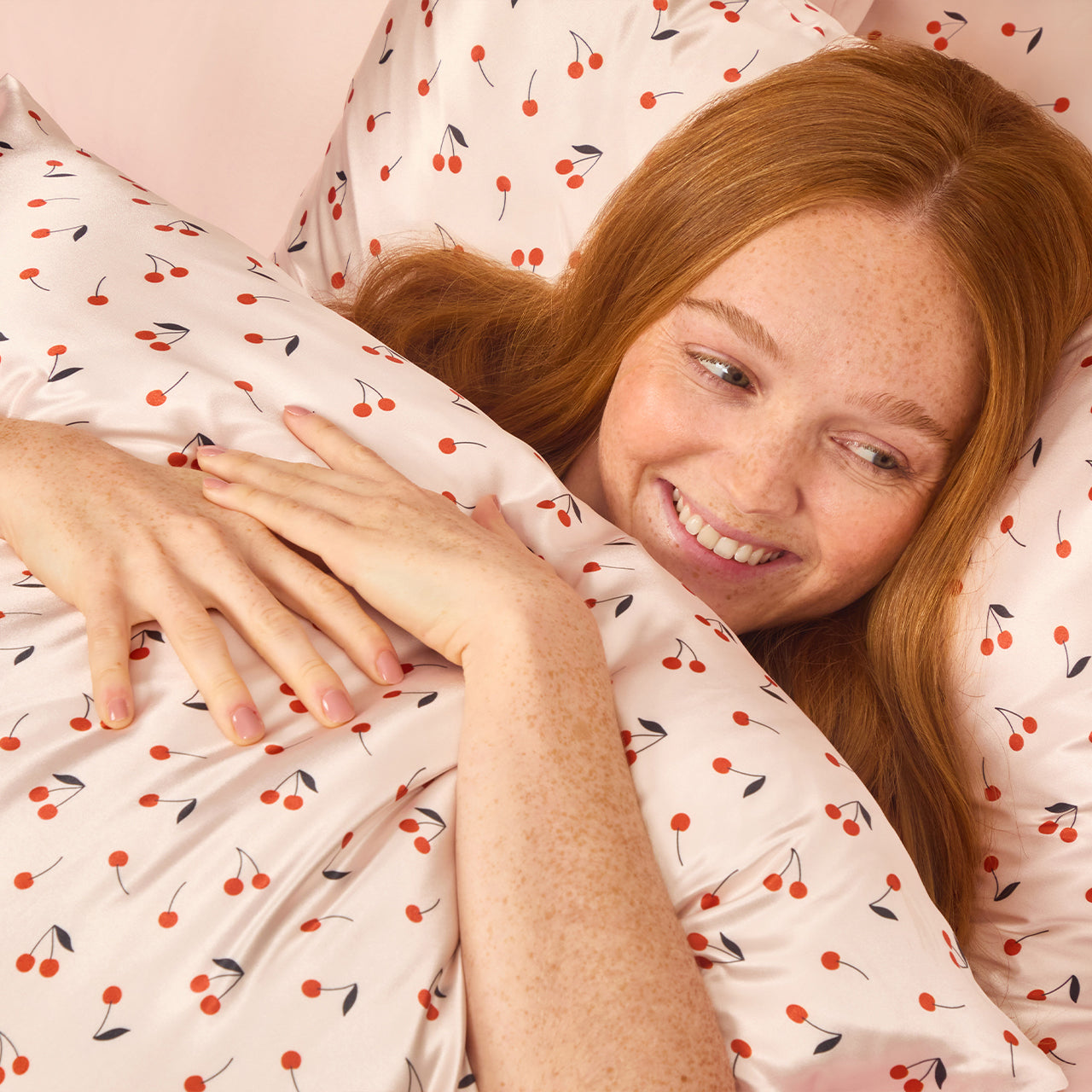 Satin Pillowcase in Cherry Print - King - Image 2