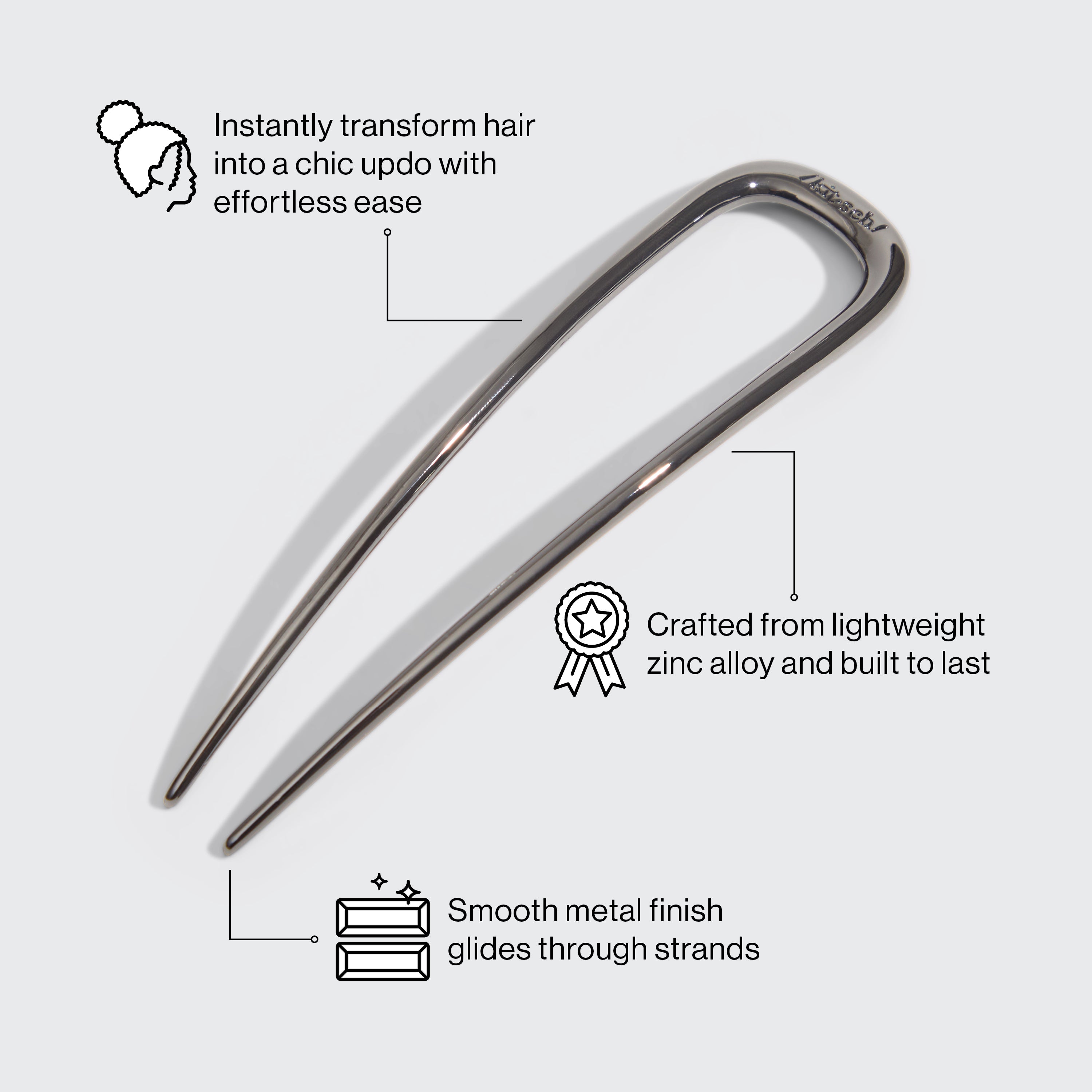 Hematite French Hair Pin - Image 4