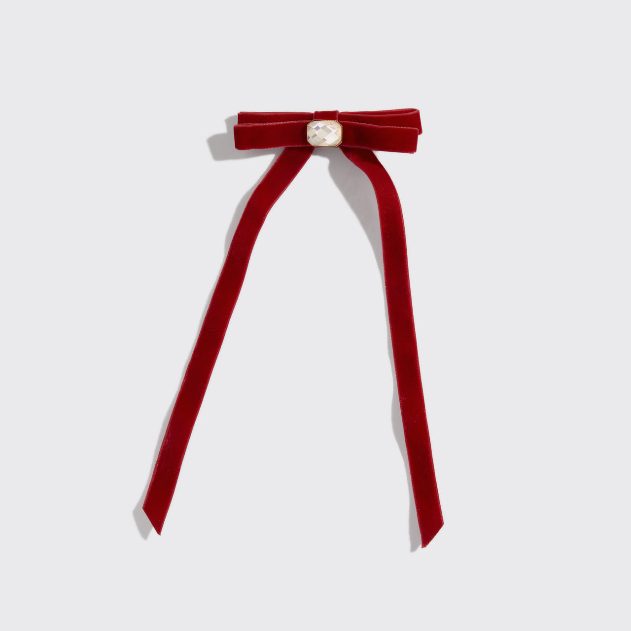 Velvet & Gemstone Bow Hair Clip - Image 3