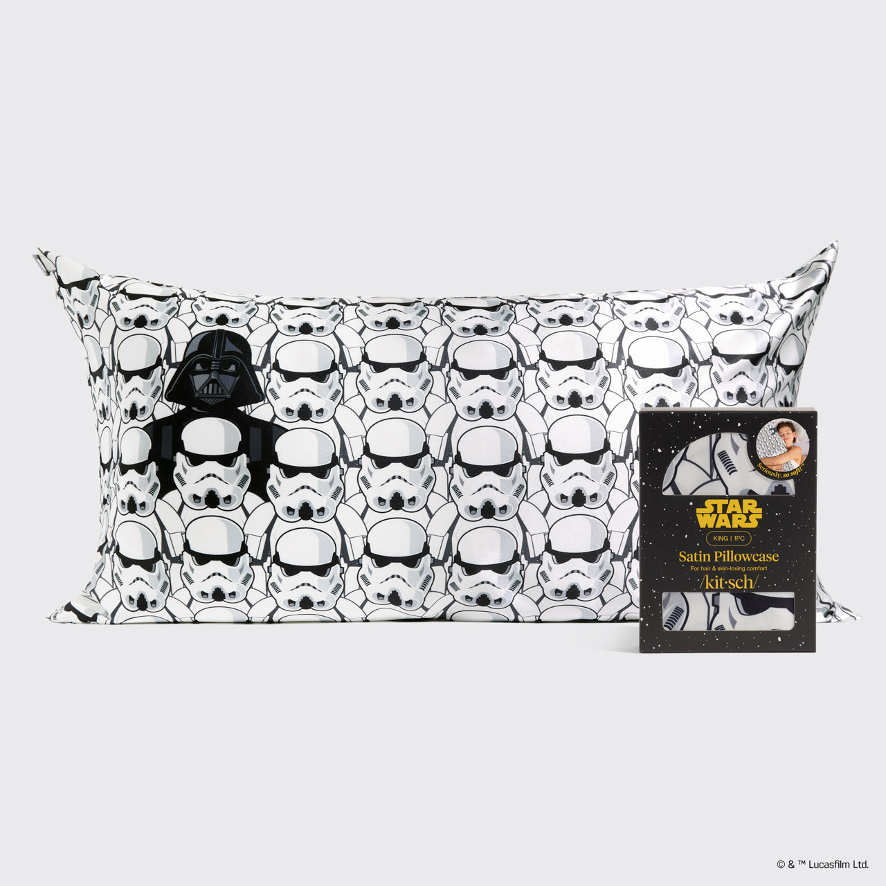 Star Wars & Kitsch Satin Pillowcase in Darth Vader & Stormtroopers - King