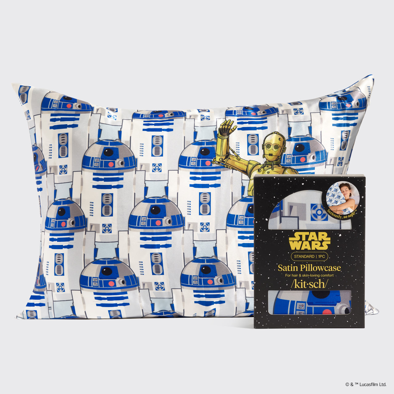 Star Wars & Kitsch Satin Pillowcase in R2-D2 & C-3PO