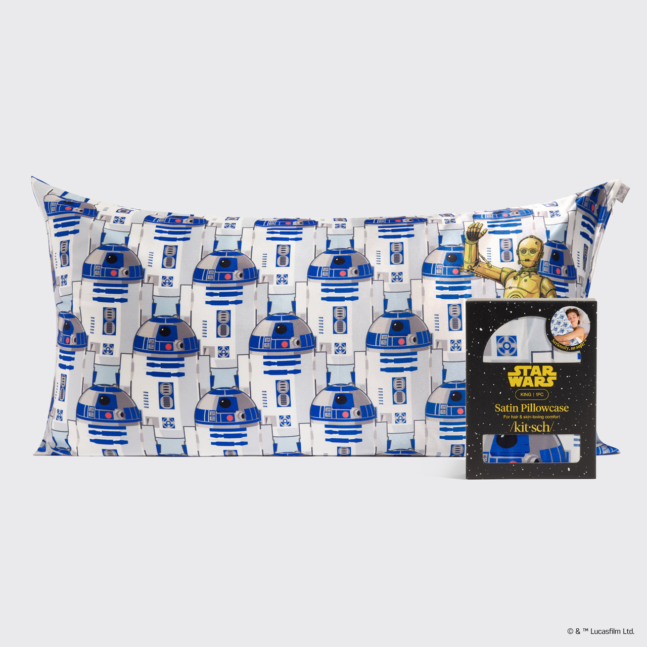 Star Wars & Kitsch Satin Pillowcase in R2-D2 & C-3PO - King