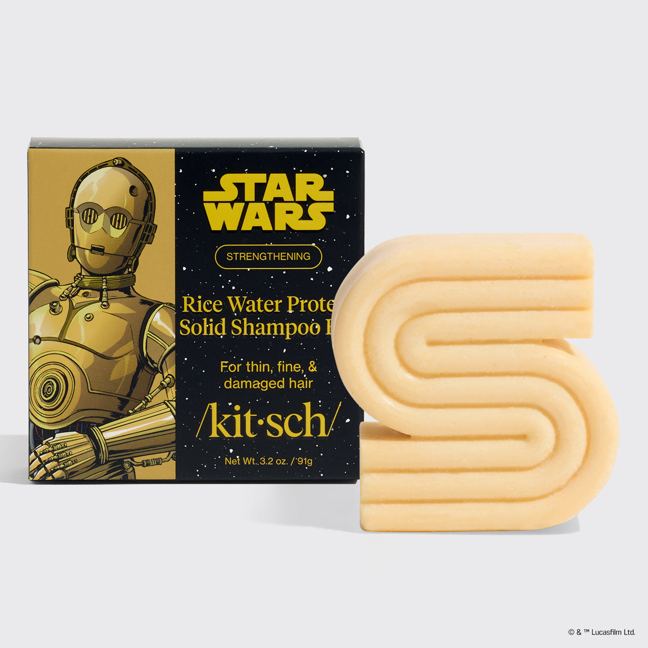 Star Wars & Kitsch Rice Water Protein Strengthening Solid Shampoo - C-3PO