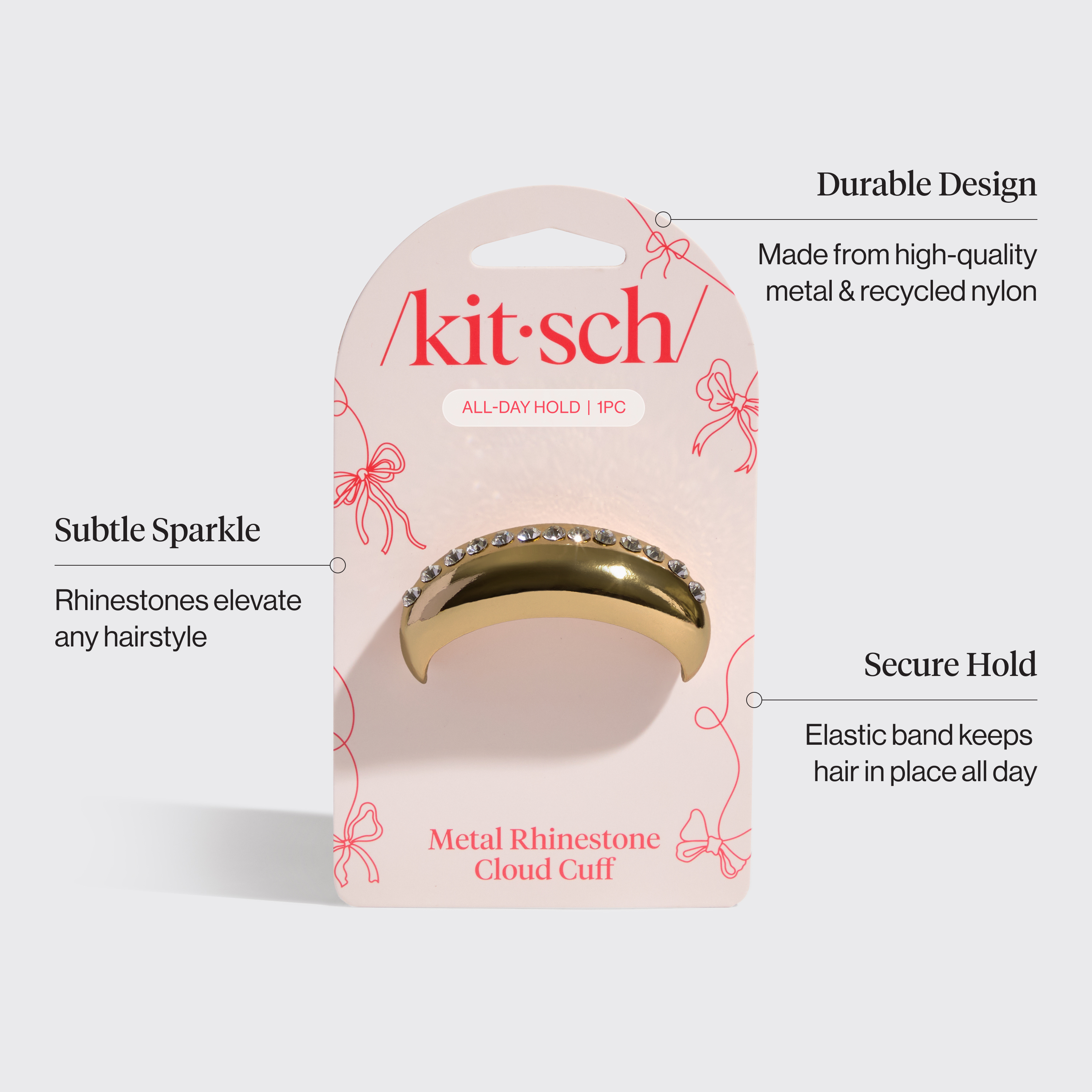 Alternative view of White Rhinestone Cloud Cuff - Medium