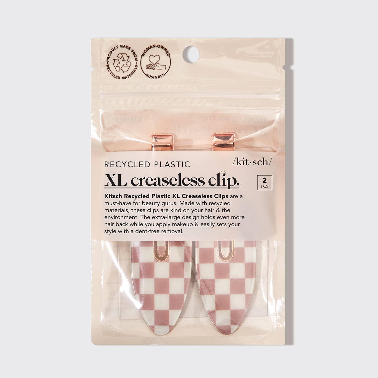 XL Terracotta Checker Creaseless Clips 2pc Set - Image 3