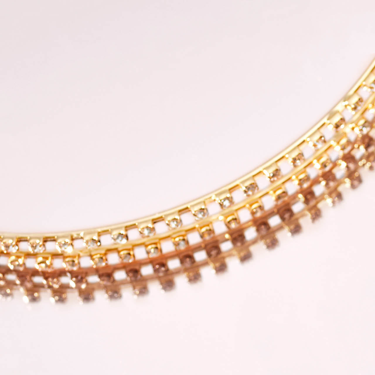 Gold Metal Rhinestone Double Headband - Image 6
