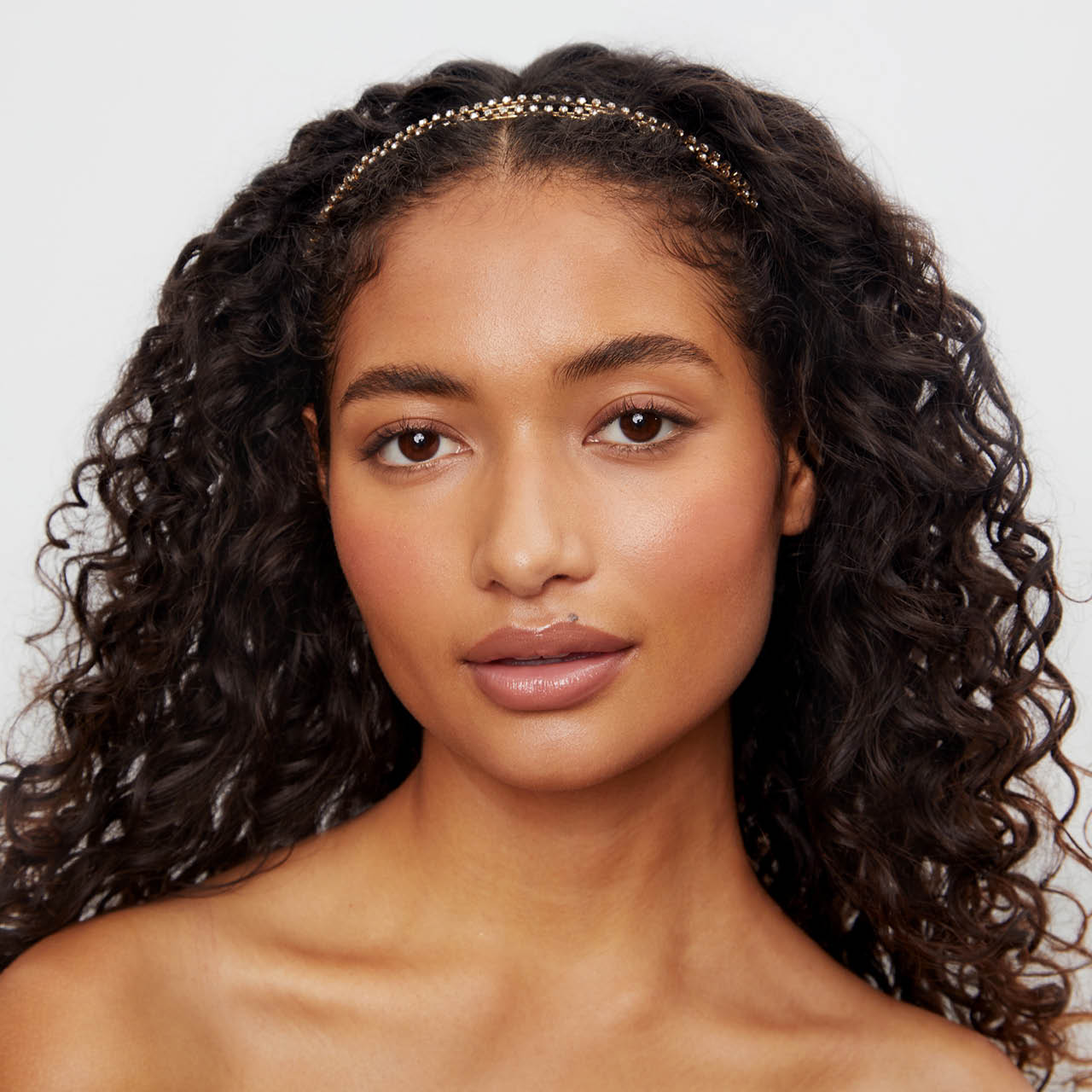 Alternative view of Gold Metal Rhinestone Double Headband