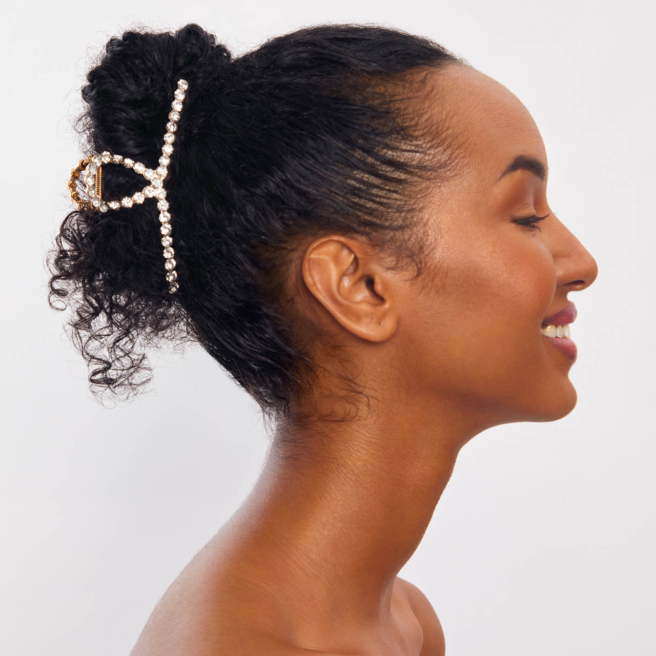 Alternative view of Gold Metal Rhinestone Loop Claw Clip