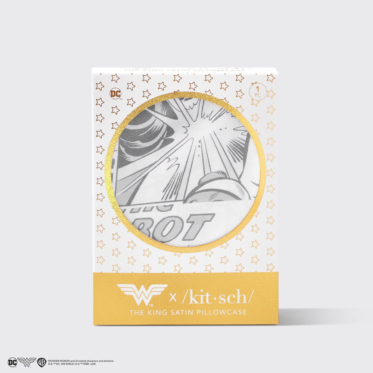 Kitsch x Wonder Woman Satin Pillowcase in Comic Print - King - Image 3
