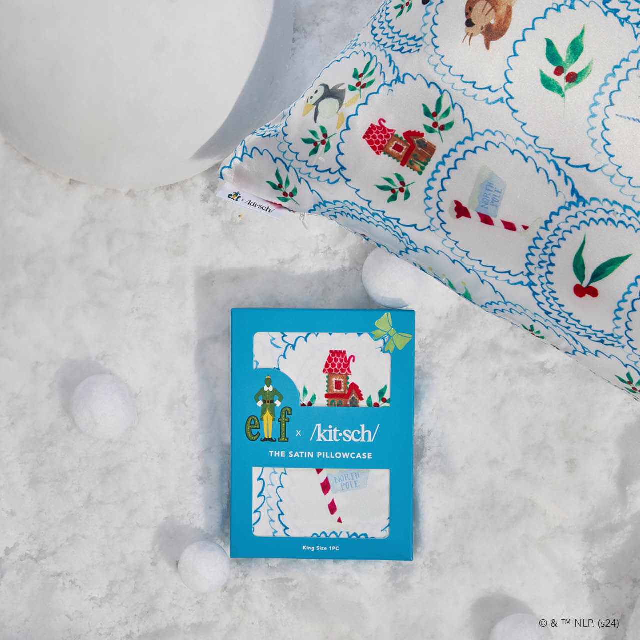 Kitsch x Elf Satin Pillowcase in North Pole - King - Image 4
