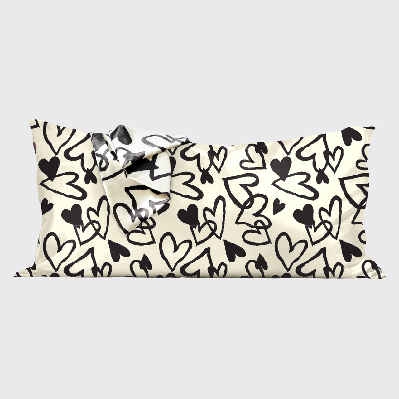 Alternative view of Satin Pillowcase in Heart Print - King