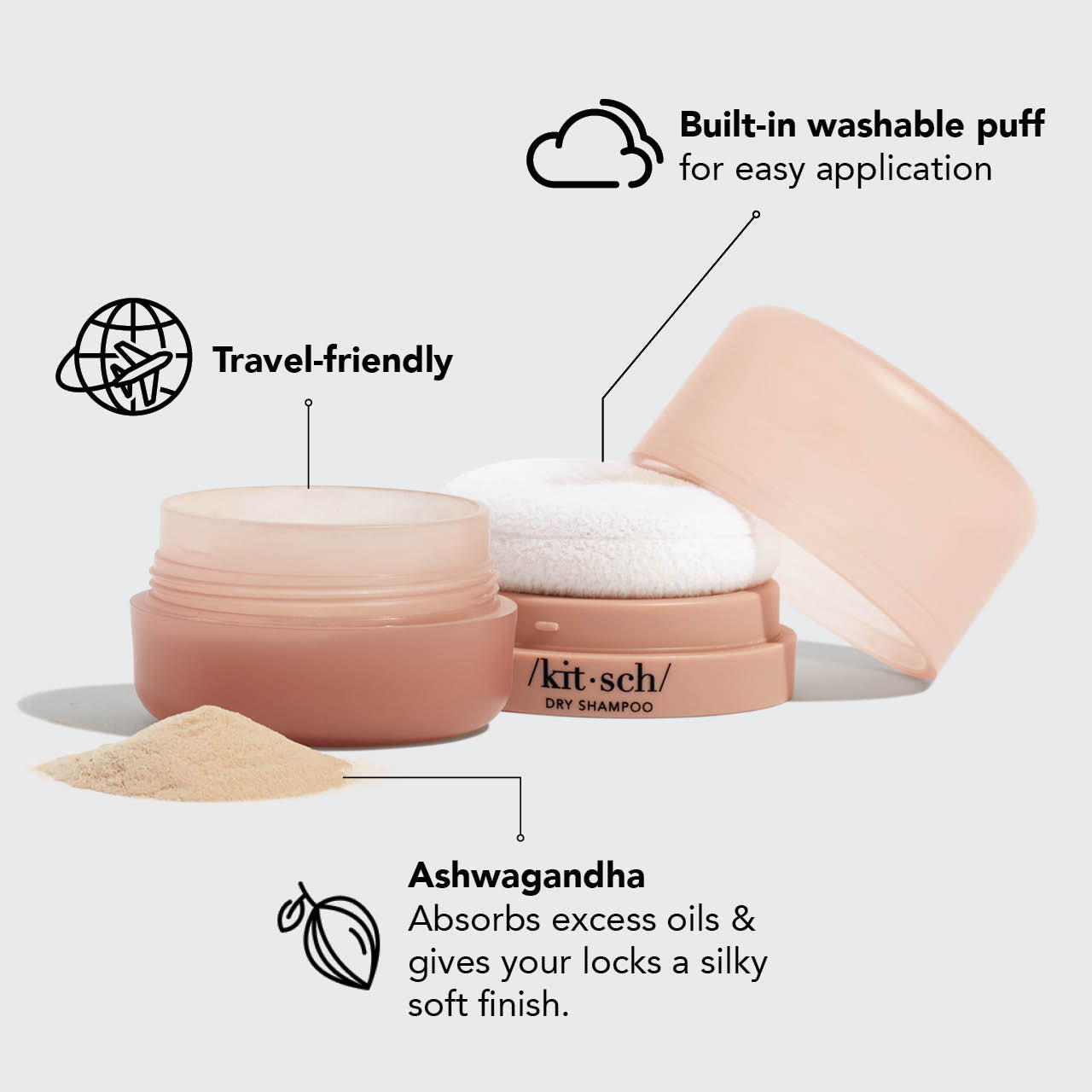 Light Volumizing Rice Protein Dry Shampoo with Puff - Image 4